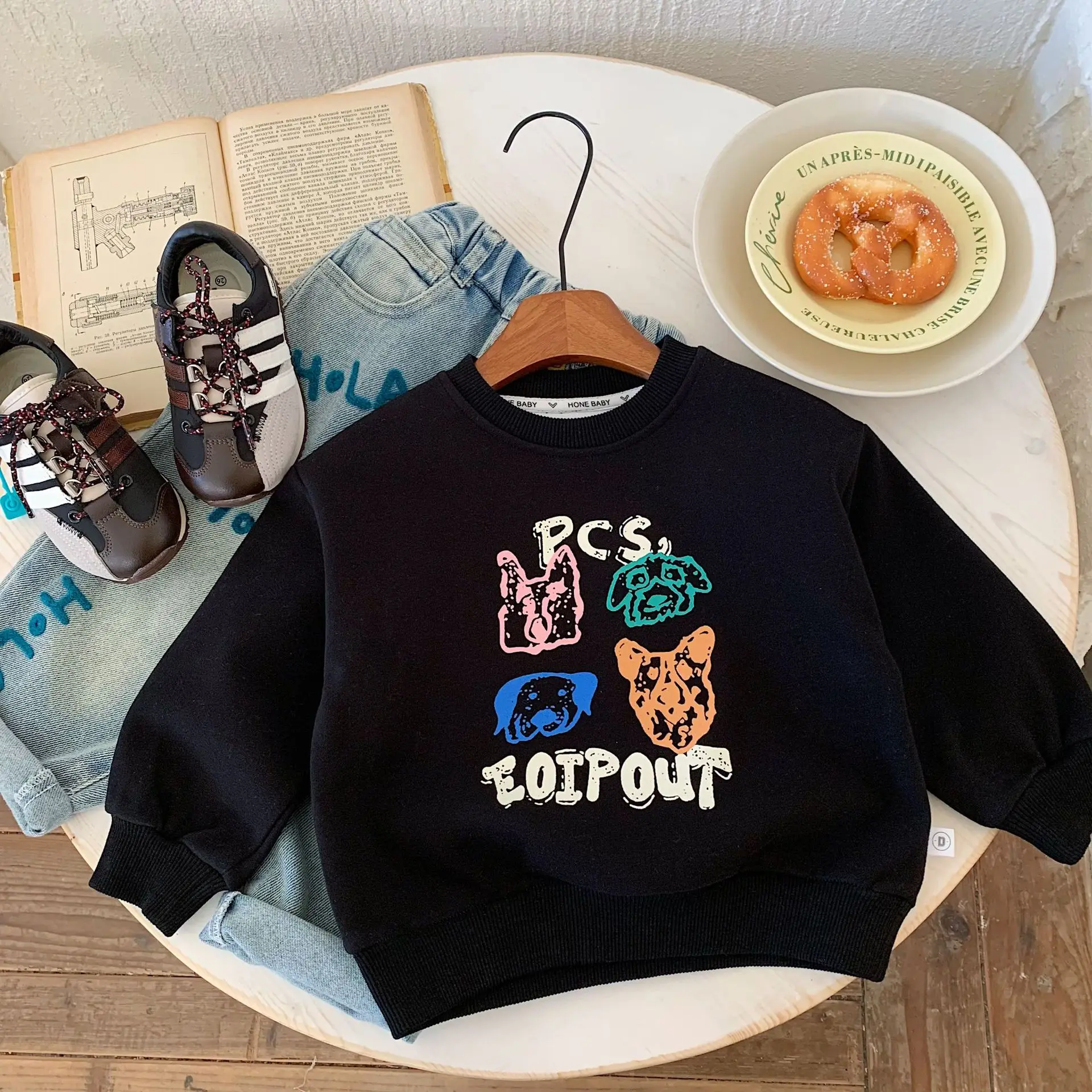 UNITIM Spring Children Boy Sweatshirt Cotton Letter Printed Kids Baby Boys Pullovers Loose Casual Round Collar 2-8Y Long Sleeves