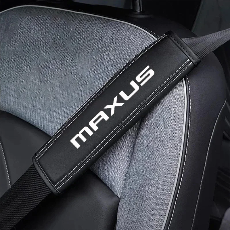 2Pcs Top Nappa Leather Car Seat Belt Shoulder Cover For Maxus T60 D60 D90 D20 G50 G10 G20 T90 V80 Auto Accessories 2024 2025