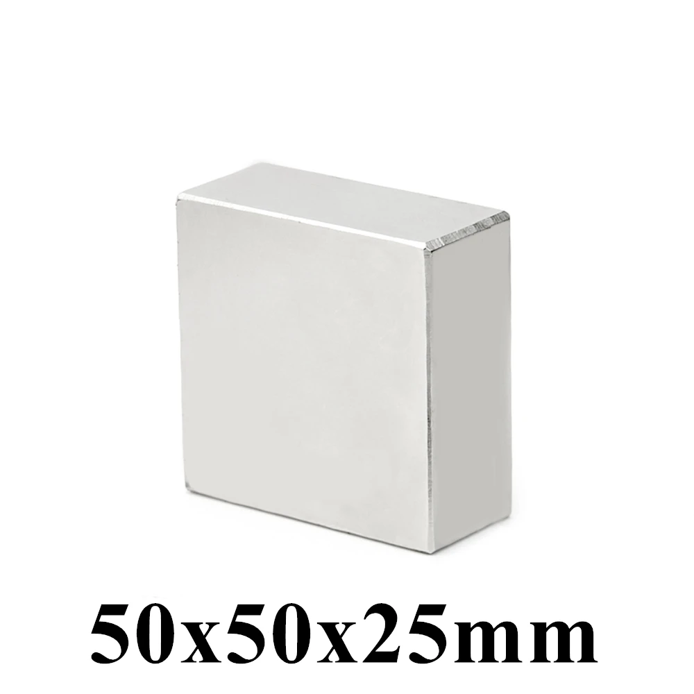 

1-2pcs 50x50x25mm Super Powerful Strong Rare Earth Block NdFeB Magnet Neodymium N35 Magnets 50x50x25 mm