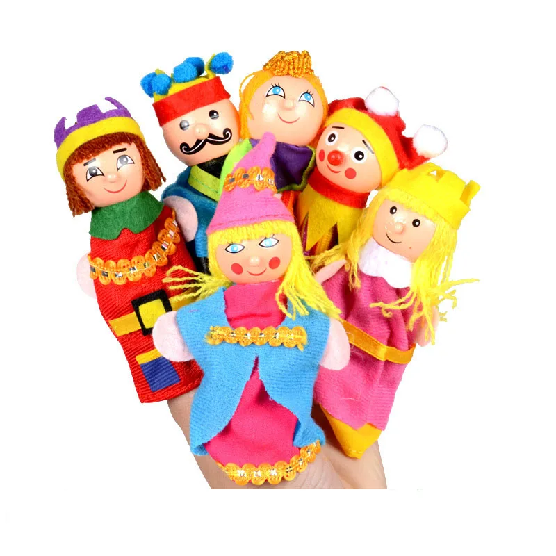 4/6PCS Finger Puppen Set Baby Märchen Finger Puppe Plüsch Tier Puppe Cartoon Familie Handpuppe Theater kinder Geschenk