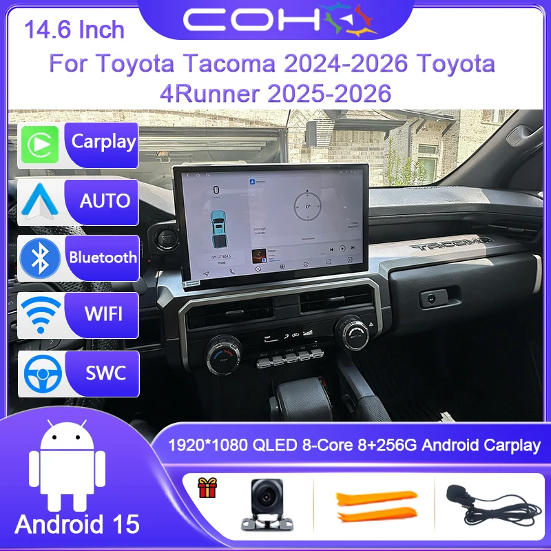 

14.6 Inch For Toyota Tacoma 2024-2026/Toyota 4Runner 2025-2026 Car Multimedia Player Gps Radio Android 15 Octa Core Carplay 4G