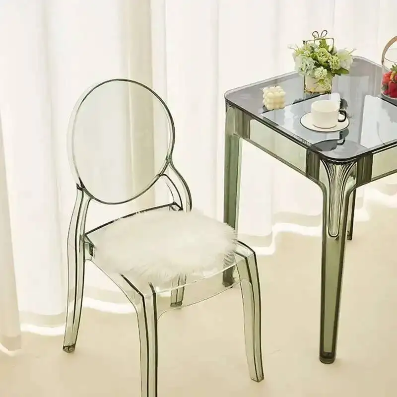 

Transparent Makeup Plastic Chairs Bedroom Balcony Silla Office Patio Comfortable Nordic Modern Minimalist Sillas Home Furniture