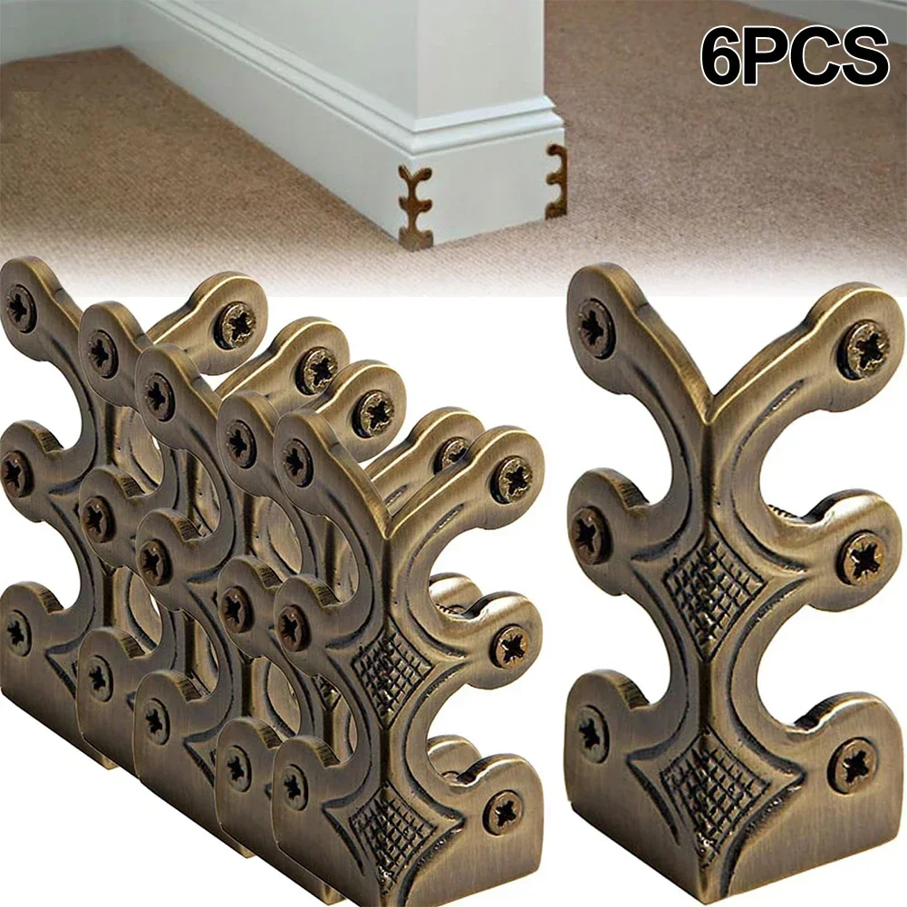 6pc Table Tops Corner Protectors For Jewelry Wooden Box Antique Furniture Decorative Corner Guard Brass Skirting Protector Cover