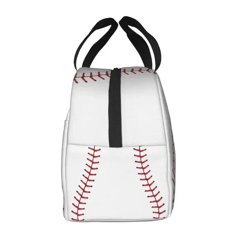 Softball Baseball Lace Lunch Bag Women Reusable Cooler Thermal Insulated Lunch Box for Outdoor Camping Travel Food Bento Box