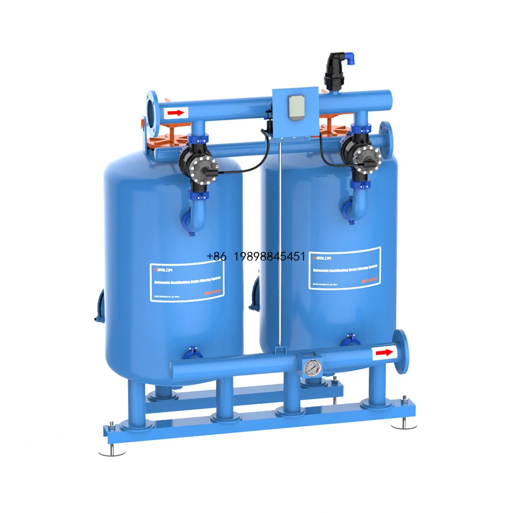 Water Filtration Solution  Double-chamber Metal Sand Media Filtration System Gravel Filter for Agricultural Drip Irrigation