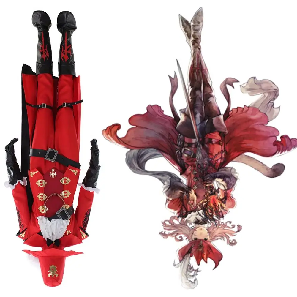 

Game FFXIV Red Mage Cosplay Costume Women Fancy Combat Uniform Full Set Halloween Party Carnival Outfits