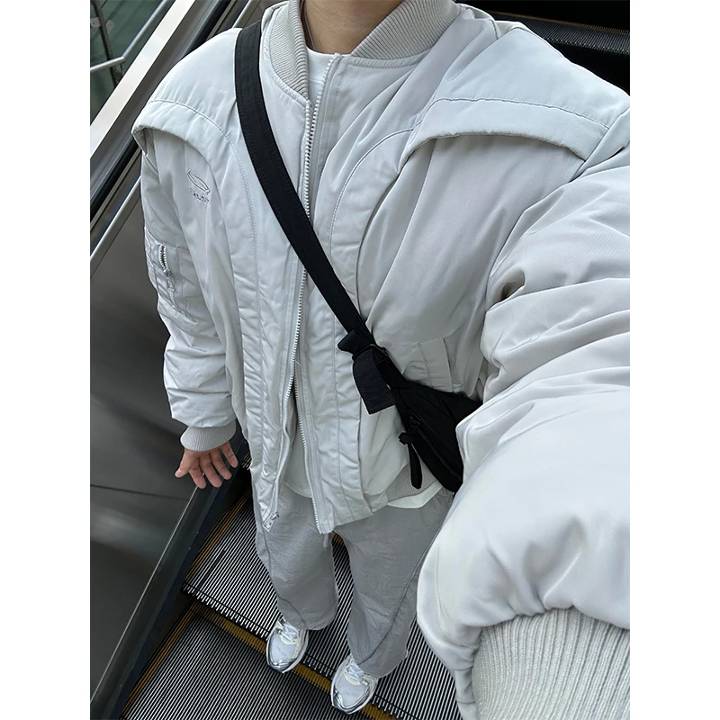 

American Sle Thiened Cotton Flight Jaet Men's Winter Baseball Sle Warm Outerwear Coat Youth Casual Long Sve Zipper