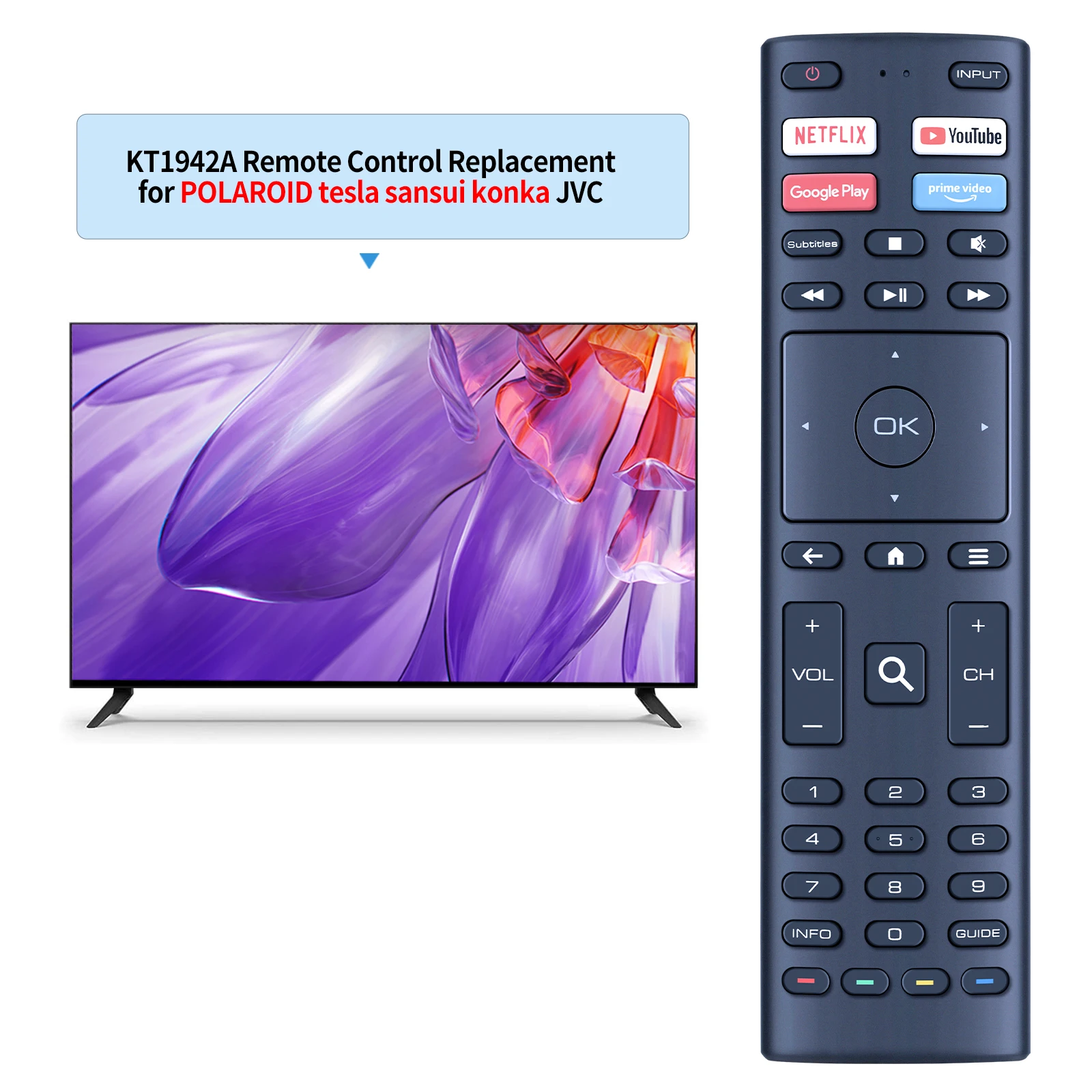 Nuovo telecomando sostitutivo per POLAROID TCSAND40FHDPR06 KT1942A