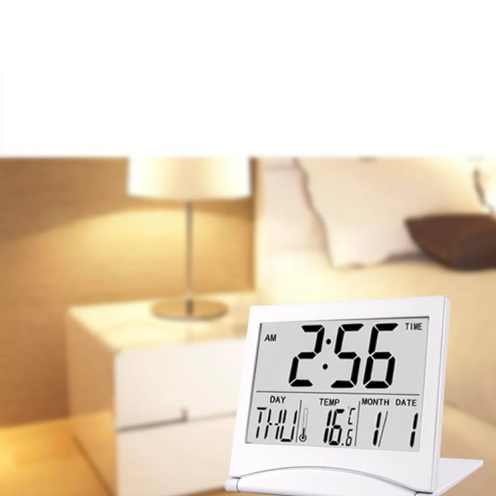 Multifunction Projection Alarm Clock Digital LCD Weather Temperature Calendar Folding Portable Desk Electronic Watch