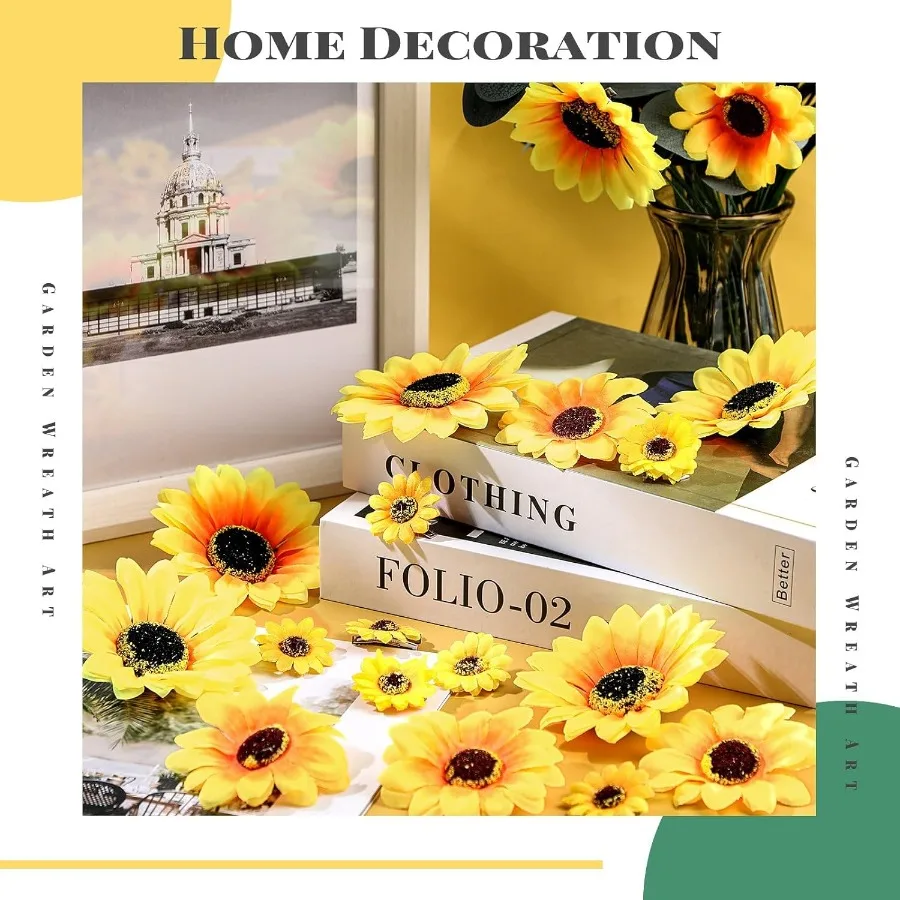 Sztuczne główki stokrotek z klipsami, sztuczne jedwabne główki stokrotek, żółte kwiaty stokrotek na choinkę, bukiet ślubny