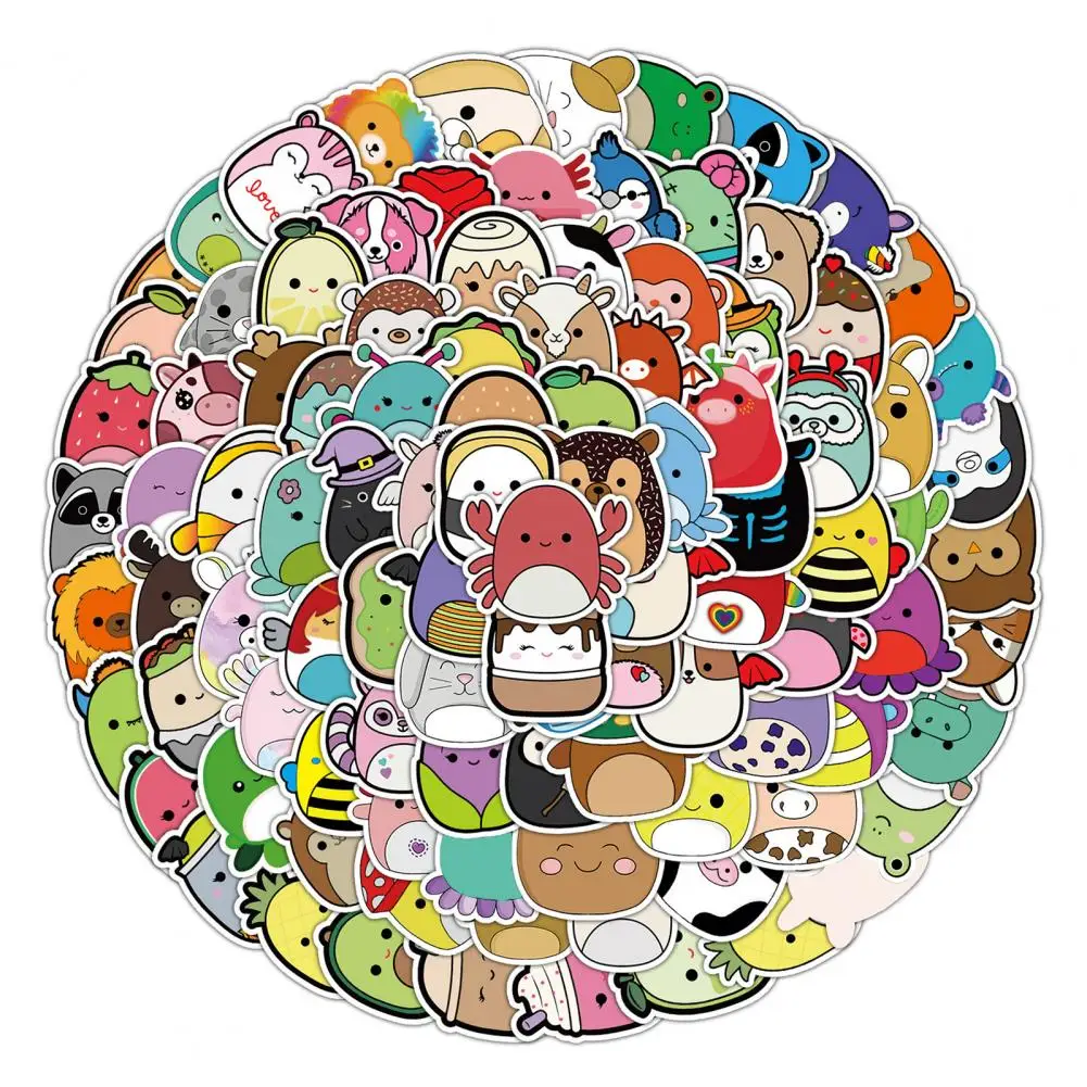 สติกเกอร์กราฟฟิตี100ชิ้นสติกเกอร์รูปสัตว์น่ารักกันน้ำขวดน้ำสติกเกอร์แล็ปท็อปชุดสติกเกอร์สัตว์สติกเกอร์เครื่องเขียน