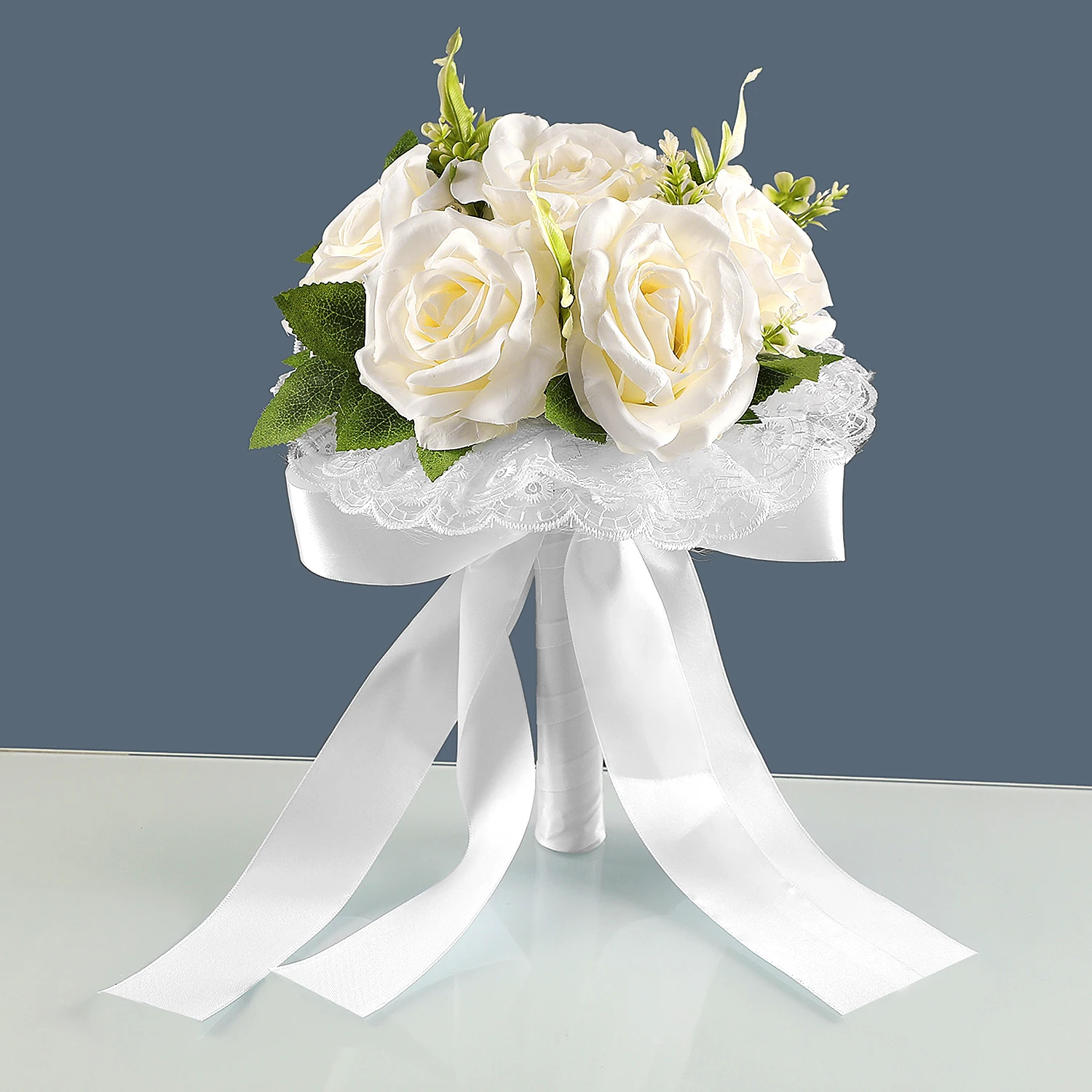 

Легкий роскошный свадебный букет роз, украшение в форме сердца из искусственной розы, романтические и никогда не выцветают, искусственные цветы.