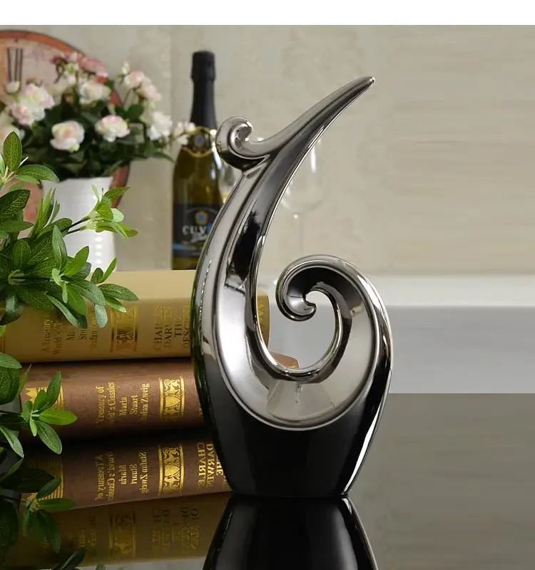 Silver Spiral Shape Ball Ceramic Crafts Desktop Art Ornament Living Room Tv Cabinet Decoration Modern Home Decor