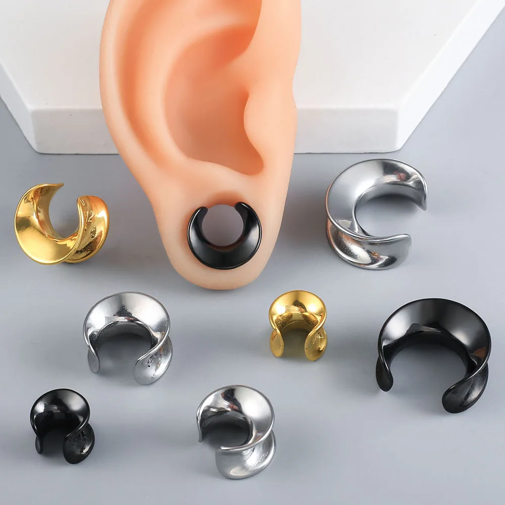 2PCS Moon Ear Saddle Plugs for Stretched Lobe Piercing