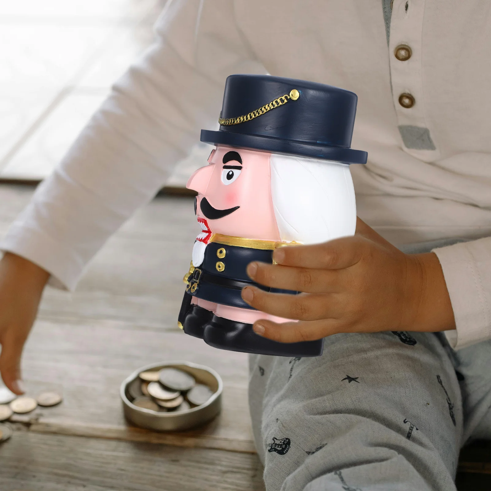 

Nutcracker Coin Bank Small Resin Money Saving Box Portable Piggy Bank for Kids and Adults Home Decor Savings Box