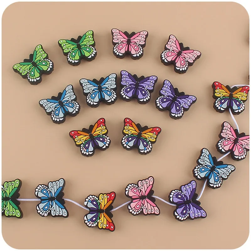 Kissteether 3pc Off-road vehicle Silicone Bead Colored Butterfly Cartoon Bead Food Grade DIY Pacifier Chain Jewelry Accessories