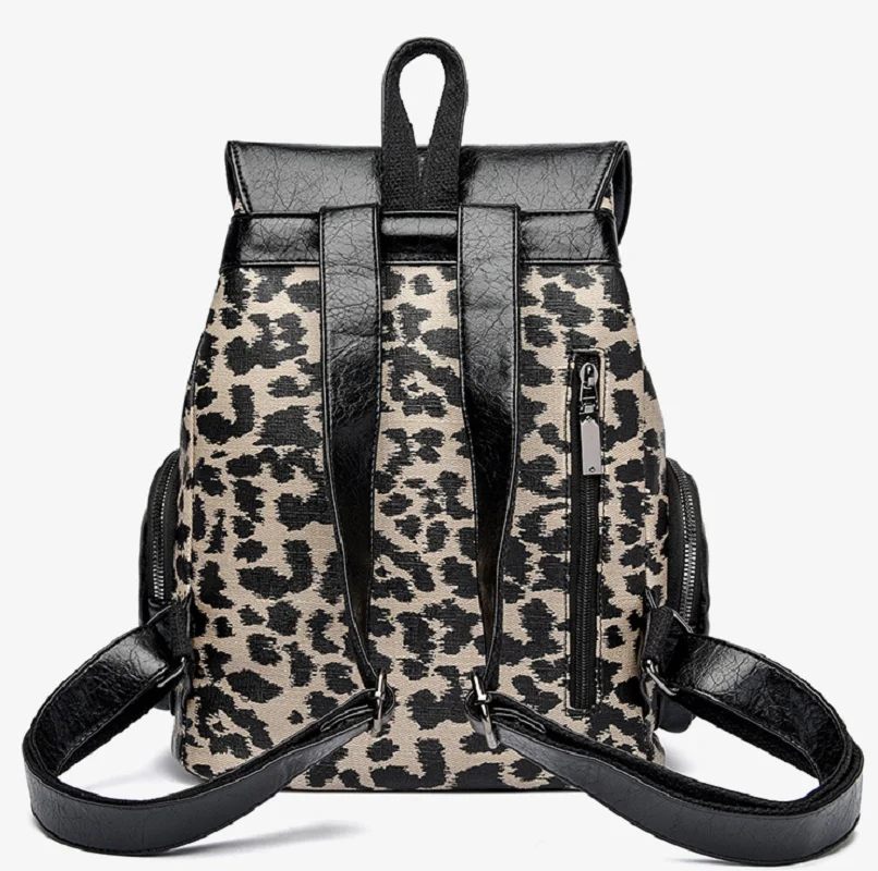 2026 韓国の新ファッションヒョウ高品質レザートラベルバックパック女性の大容量ショルダーバッグラップトップスクールバッグ