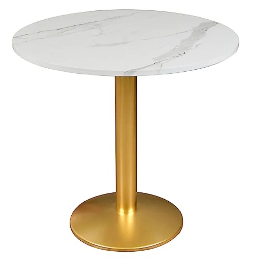 

Round Modern Dinning Table 30 inches Bistro Tulip Table with e Faux Marble top Gold Sturdy Metal FrameEasy Assemble Diameter 30