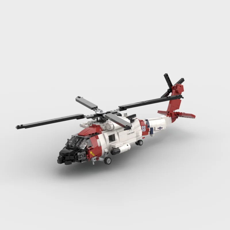 Avion militaire bâtiment nuits US Coast Rescue Guard HH-60 Silverthawk Hélicoptère Affichage Modèle Briques Jouets pour Garçons Cadeaux