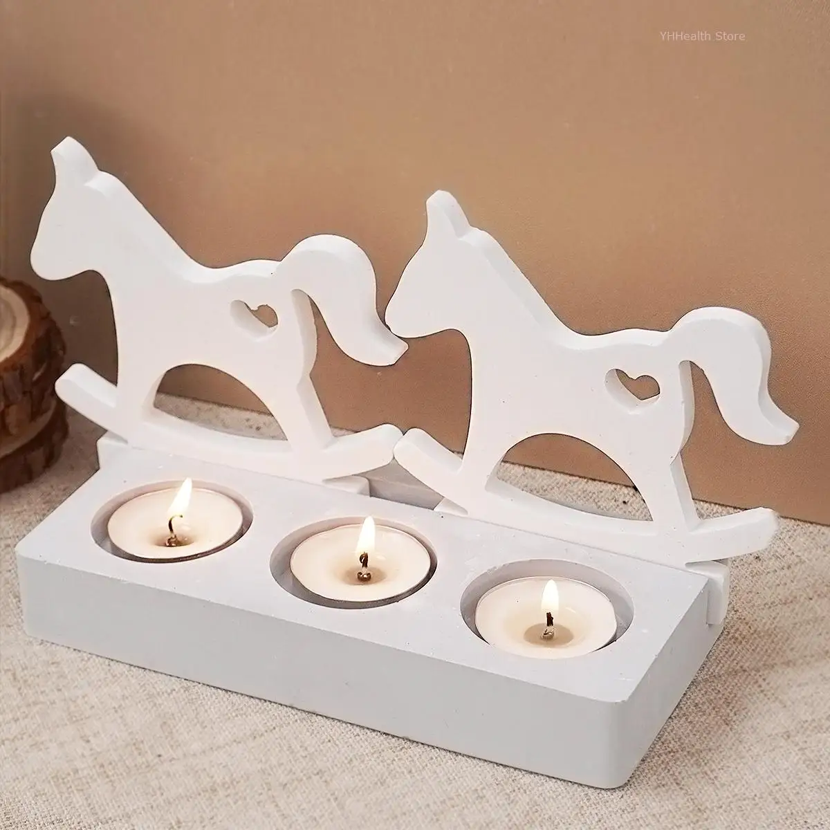 Love Pony Candlestick Silicone Mold Handmade Swing Trojan Horse Desktop Epoxy Resin Mould Ornament Jewelry Tray Candle Holder