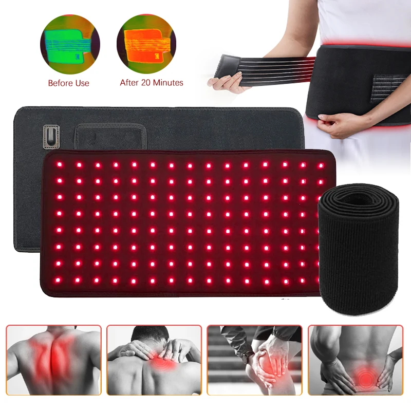 

120 Инфракрасная светодиодная терапия с подогревом красного света 660 нм/850 нм для боли в суставах в талии, массажер для спины для облегчения боли в целом