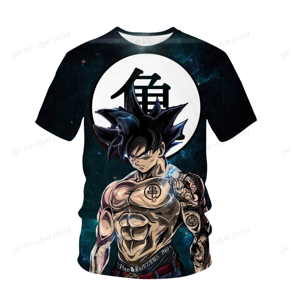 子供用ドラゴンボールTシャツ,3Dプリント,半袖,漫画,男性,男の子,夏