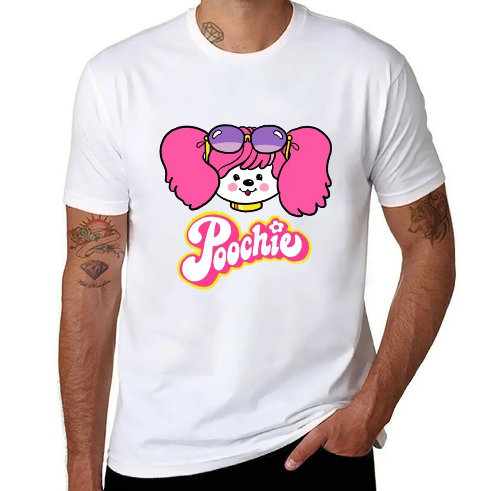 

Poochie Face - Retro 80s Pink Dog T-Shirt t shirts cotton 100% printed t shirts for man t shirts for man pack white T-shirt