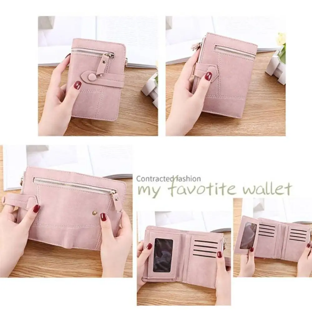 

Classic Folding Short Women Wallets Waterproof Solid Color Women Card Bag Multi-card Slot PU Leather PU Leather Coin Purse Girl