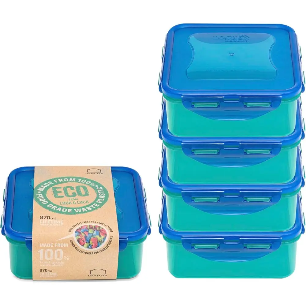

Airtight & Watertight Food Storage Containers Set of 5 - 870ml, BPA Free, Dishwasher Safe, Assorted Colors