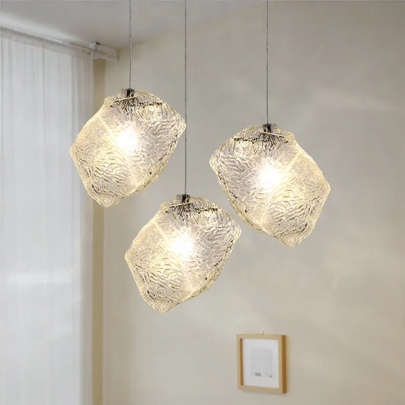 Nordic Ice Cube Glass Pendant Lamp Dinning Hanging Light Bar Hanging Light Indoor Living Room Lighting Bedroom Decoration