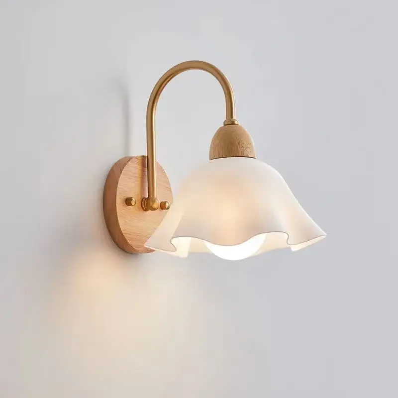 Nordic Style Pastoral Flower Wall Lamp Bedside Bedroom Aisle Light Ins Log Sconces Home Interior Decoration