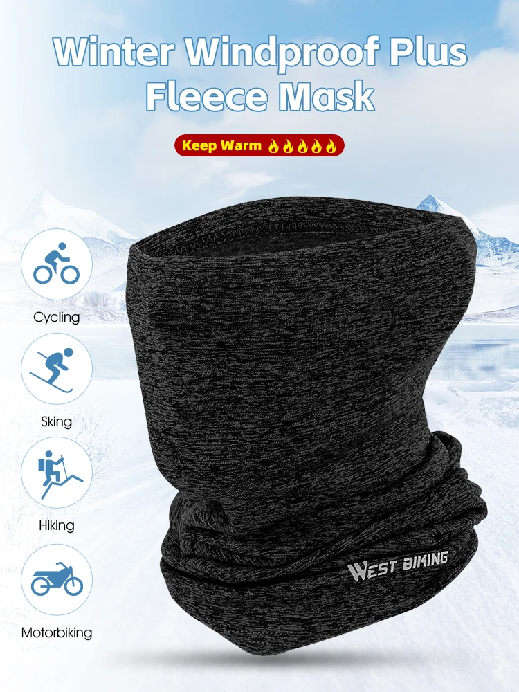 AliExpress West Biking WEST BIKING Winter Cycling Scarf Bandana Fleece Neck Warmer Stretchy Skin-Friendly Face Mask Headwear for Skiing Running Hiking