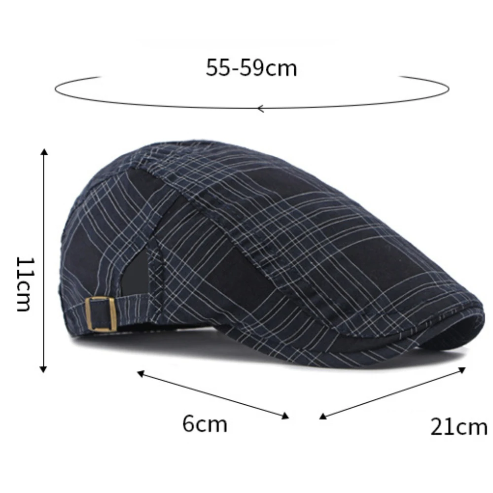 HT5139 Herren- und Damen-Baskenmütze, Retro-Künstler-Malermütze, Unisex-Karo-Flatcap, Frühling-Sommer, verstellbare Baskenmütze – Detail 1
