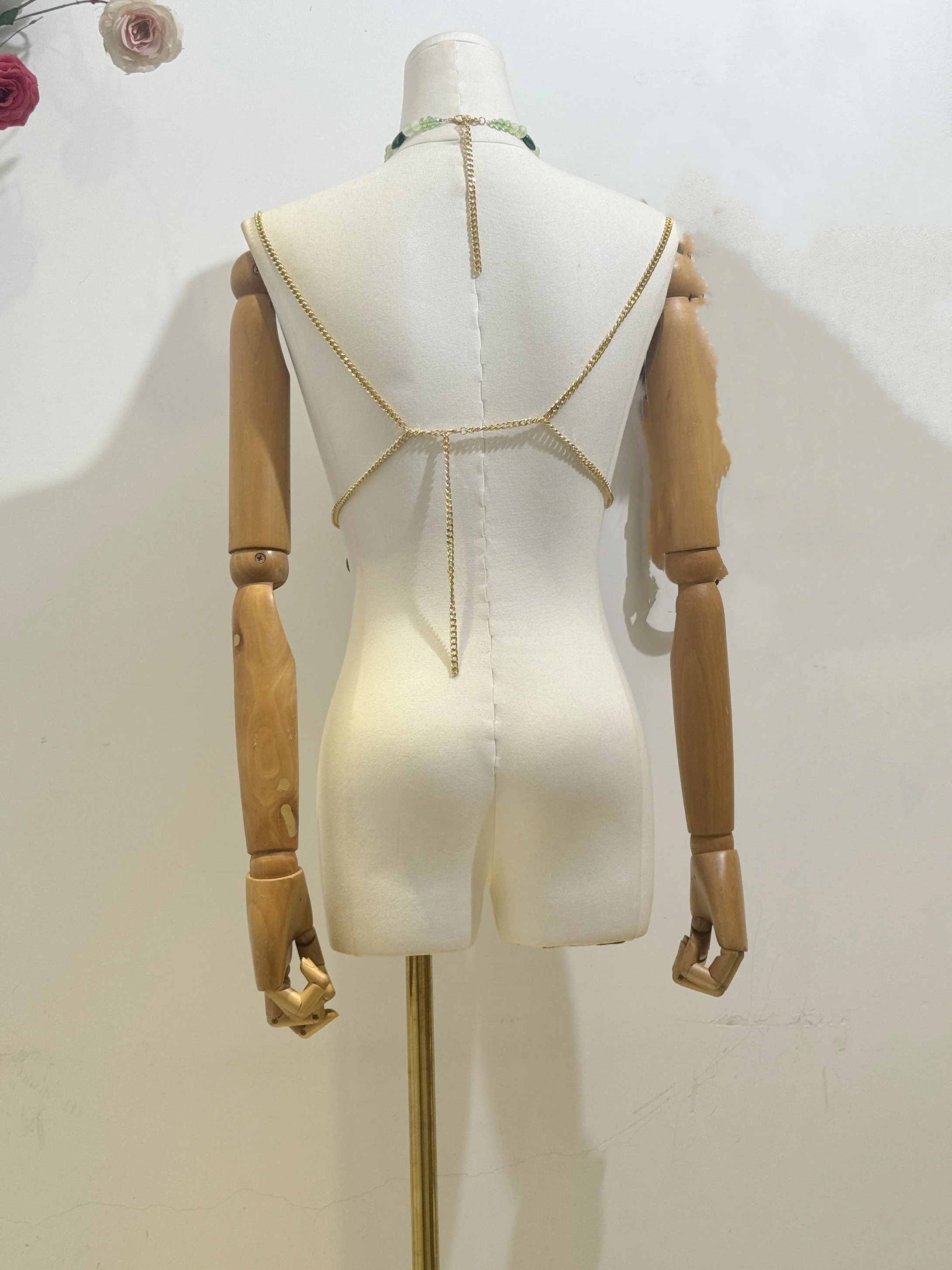 2025 Amazing Women Crystal Stone Beaded Party Halter Tank Top Beachwear Hot Sexy Lingeie Fashion Handmade Holiday Body Chain