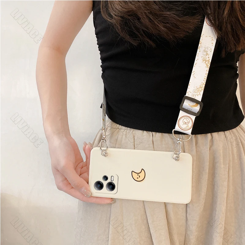 Sun Moon Crossbody Lanyard Phone Case On For Xiaomi Redmi Note 13 12 12s Redmi 12 12C 13C A1 A3 4G 5G Pro Plus 2022 Strap Cover