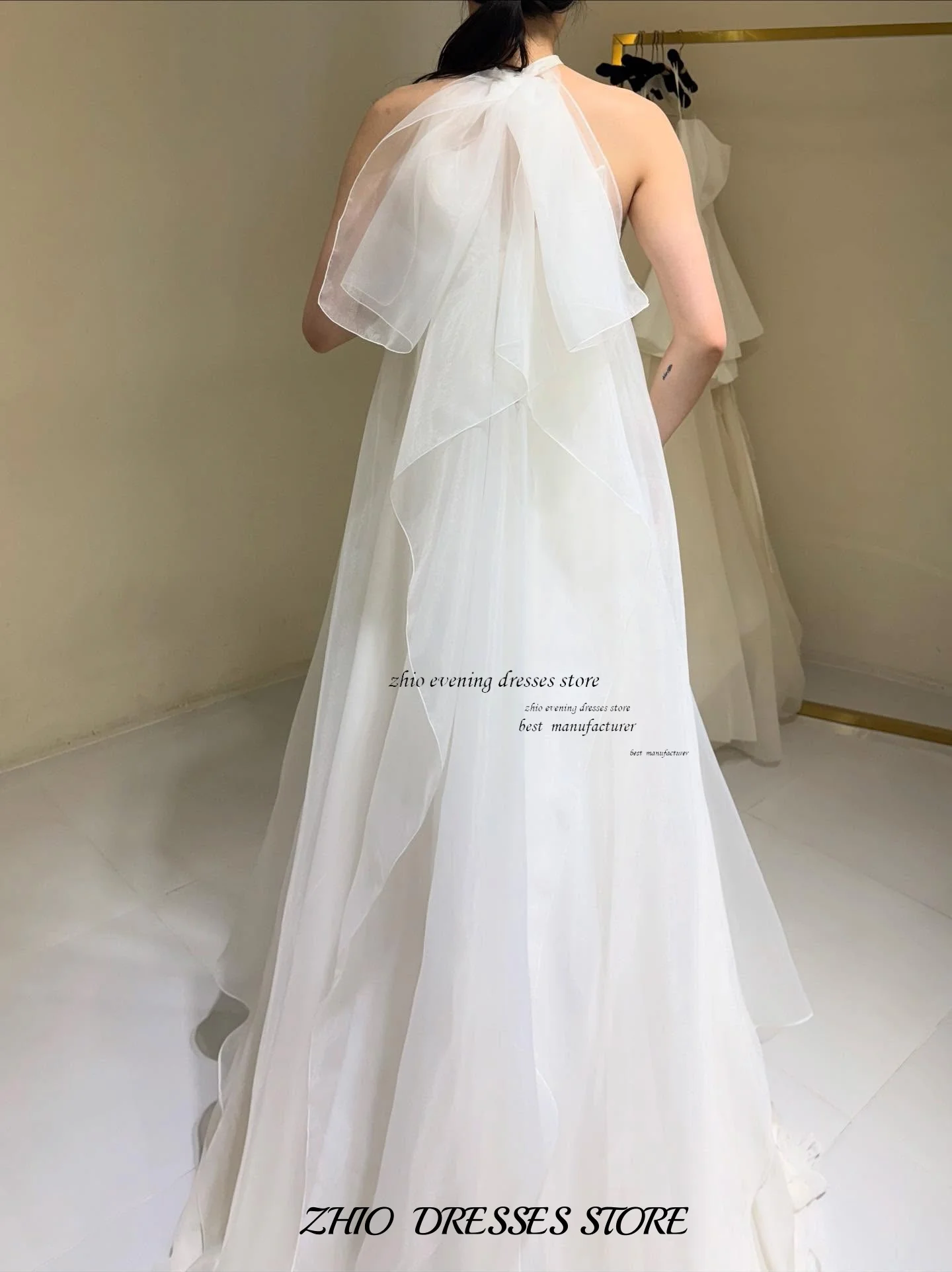ZHIO Customized Off Shoulder Korea Wedding Dresses Strapless Tulle A Line Bridal Gown Elegant Long Women Photo Shoot 웨딩드레