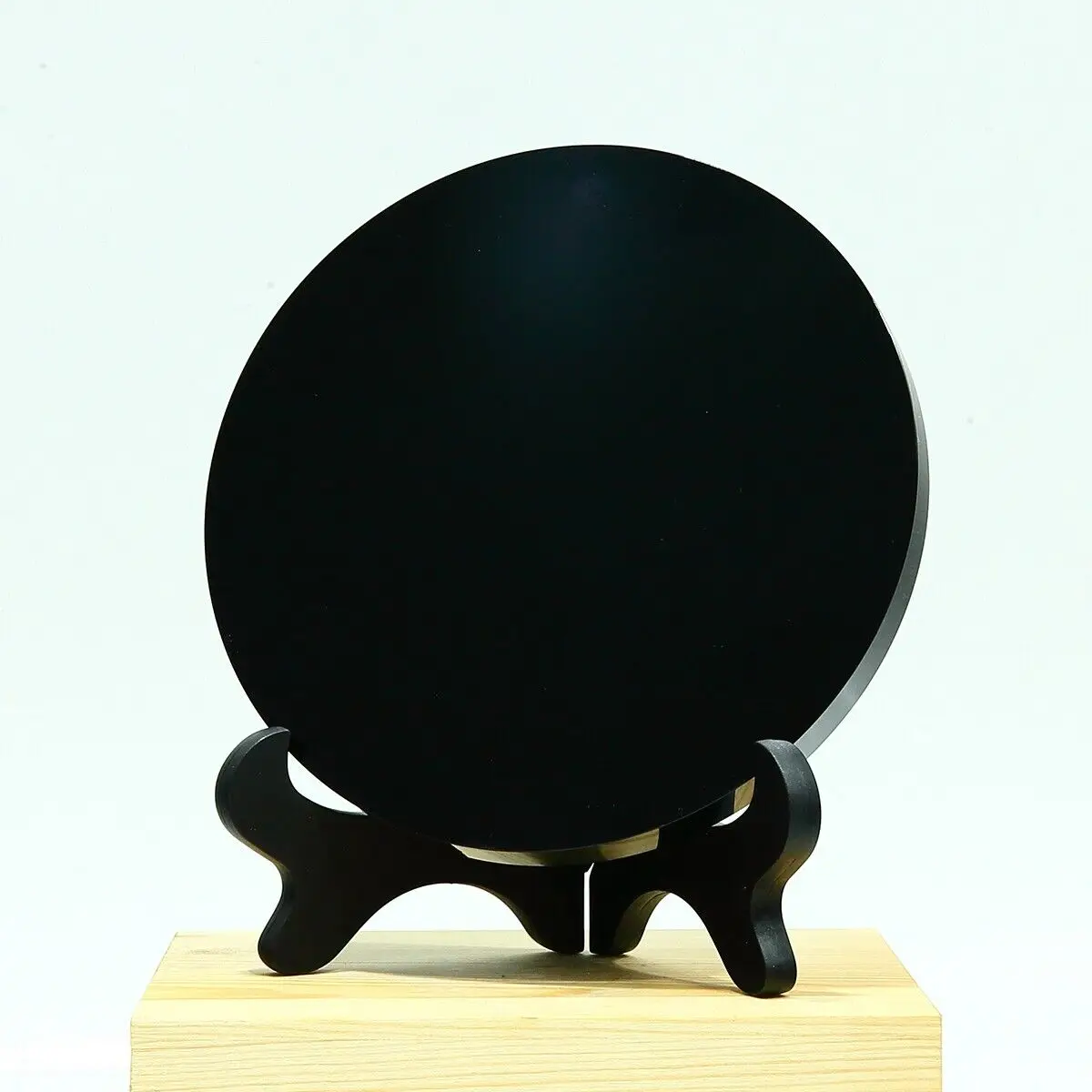 Natural Obsidian Mirror Stone Disc Tezcatlipoca Mexico Aztec Maya Mexican 1pcs image 3