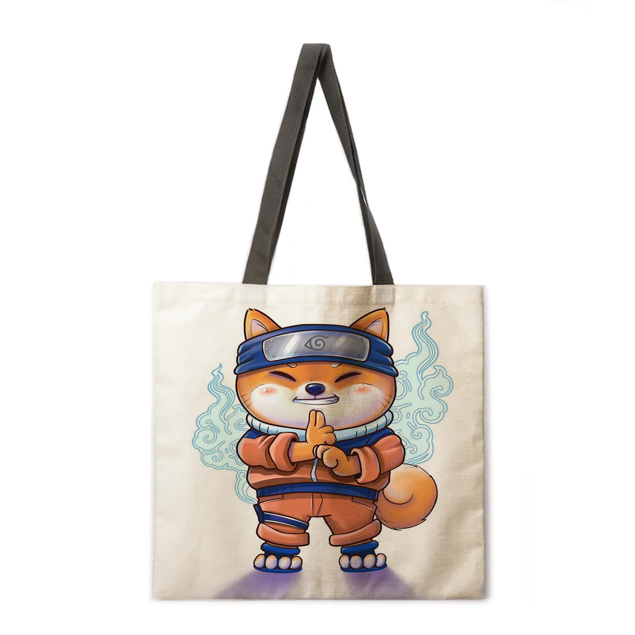 

Cartoon Shiba Inu Linen Bag Handbag Lightweight Shoulder Bag Large Capacity Eco-friendly Shopping Bag Tote Bag