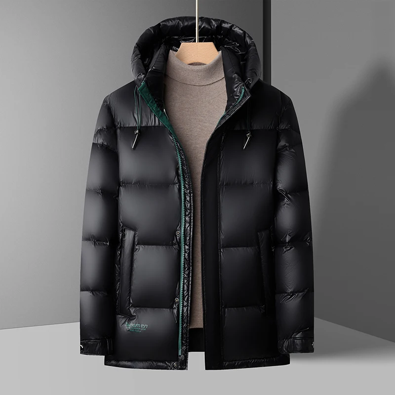 

Sell Best 90% White Duck Down Puffer Jacket Men 2025 Winter Keep Warm Outdoor Coat 200g Feather Flilling Hood Parkas Coat