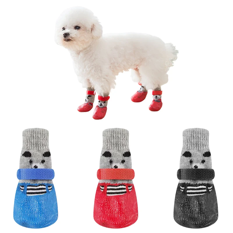 Pet waterproof socks Small cat dog silicone rain shoes anti-skid wear-resistant shoes outdoor sports warm Puppy Booties Footwear