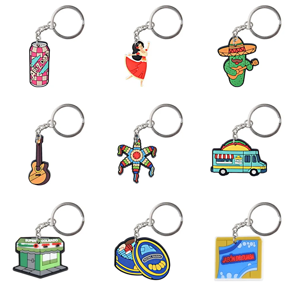 1pcs Mexico Food Juice Keychains Boys Girls Deep-fried Keyrings Kids Cookie Dough Sticks Key Chains Key Rings For Party Favor