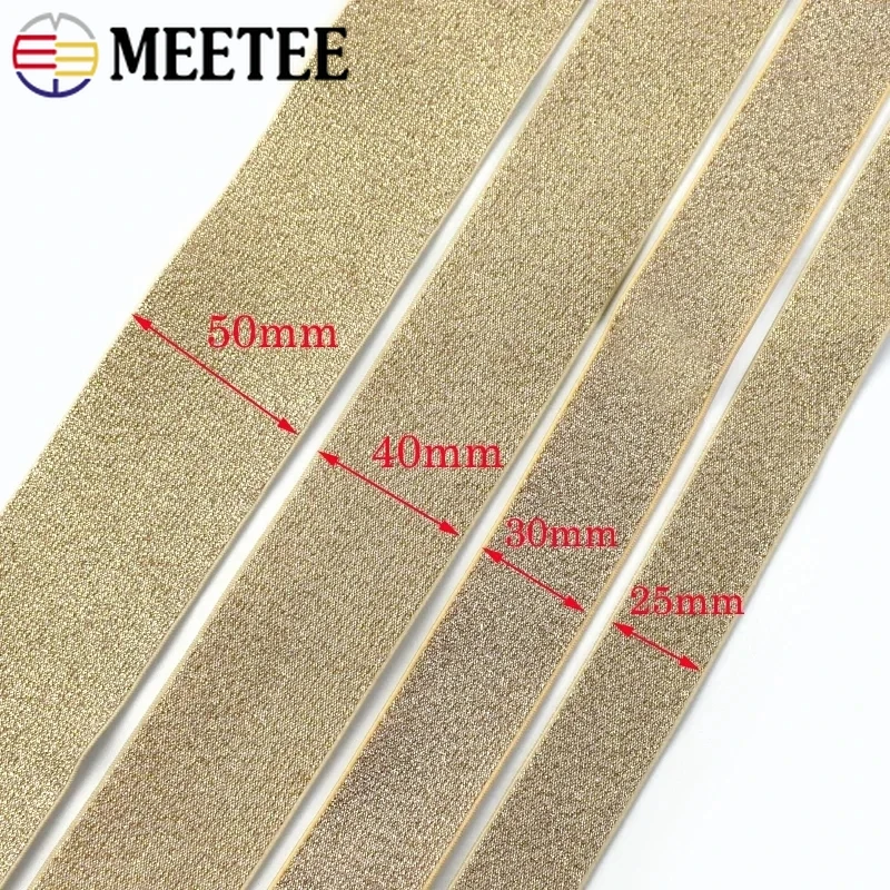 2/3/5Meters Meetee 25-50mm Silk Nylon Elastic Band Spandex Tape Waistband Skirt Belt Clothes Rubber Bands Sewing Accessories