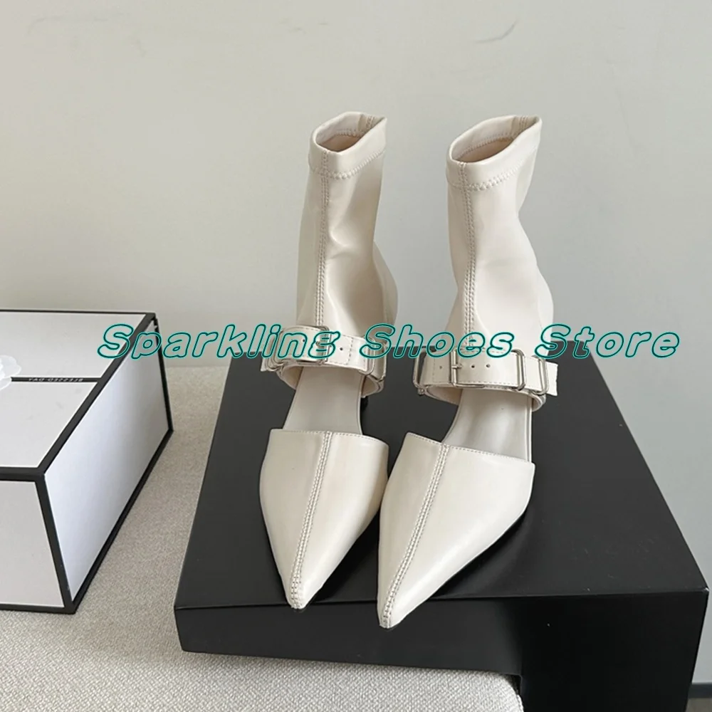 Sumetime Silver Pointed Toe Sandals Mental Zip High Thin Heels Cover Heels One Strap Hallow Out Women Fashion Shoes