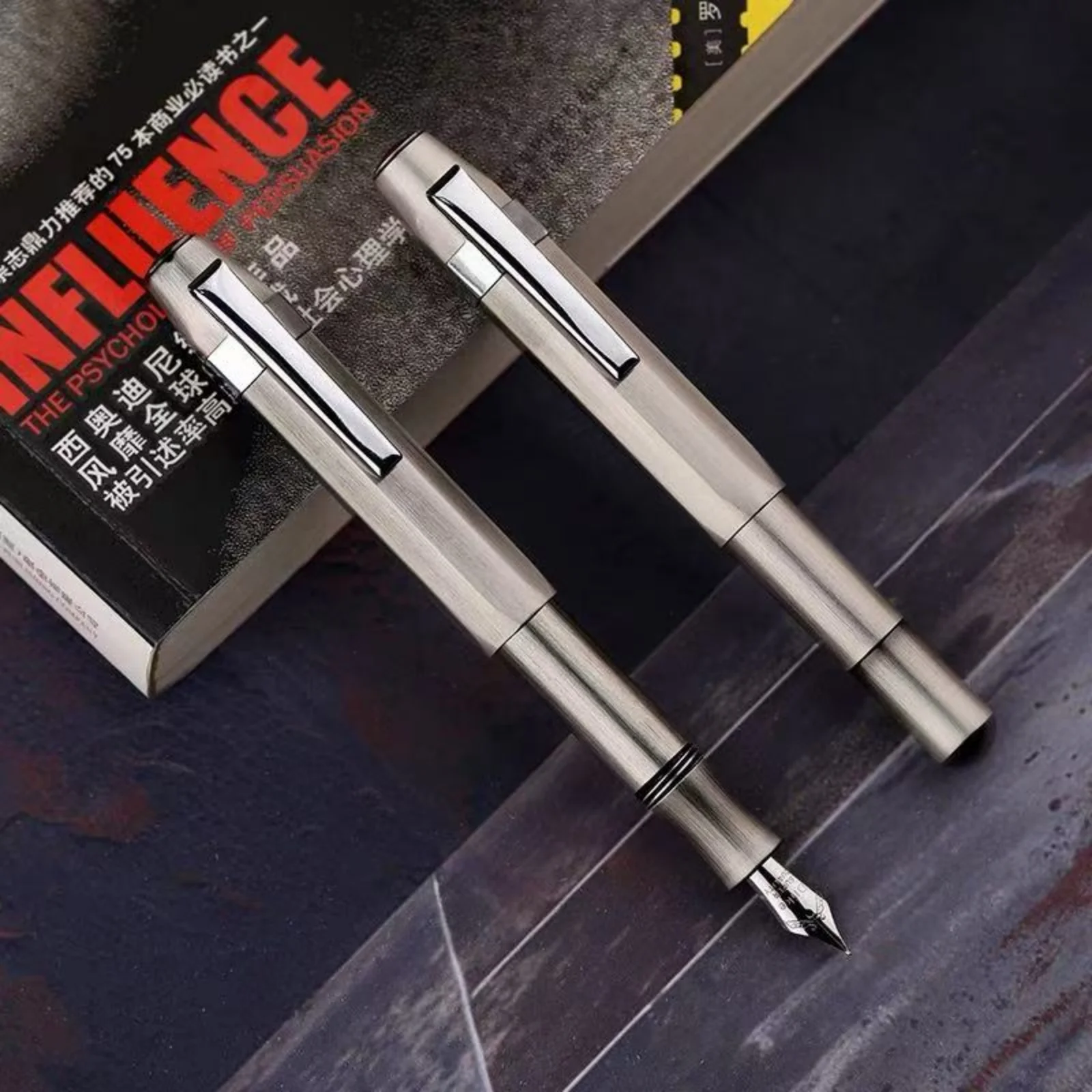 MAJOHN DELIKE pióro wieczne cała miedź Vintage krótkie długopisy podróżne EF/F/ wygięta stalówka stop aluminium biuro szkoła papiernicze długopis kieszonkowy — zdjęcie produktu 4
