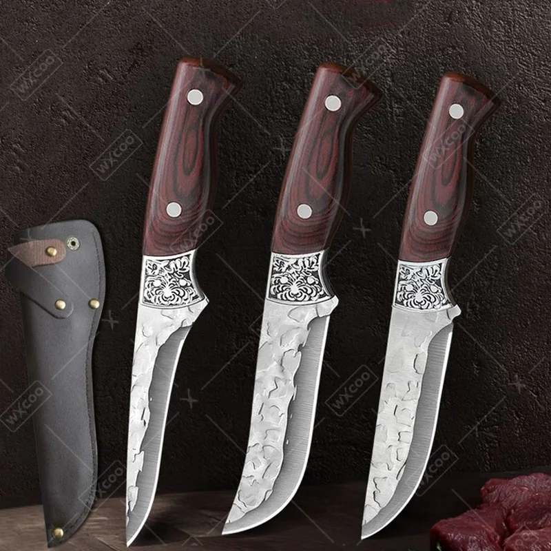 WXCOO 1~3pcs Multifunctional Kitchen Supplies Hand Forged Meat Cleaver Professional Butcher Knife Set Boning Knife Chef