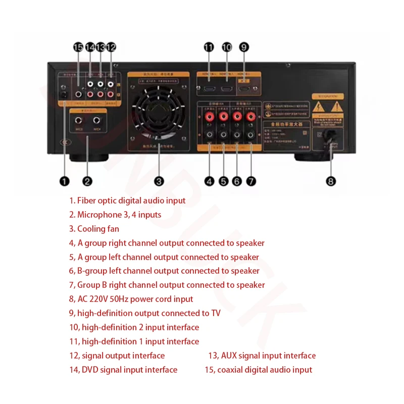 Sunbuck KM1000 ホーム 2.0 チャンネルハイパワーアンププロフェッショナル HIFI5.0 Bluetooth カラオケデジタル KTV アンプオーディオ