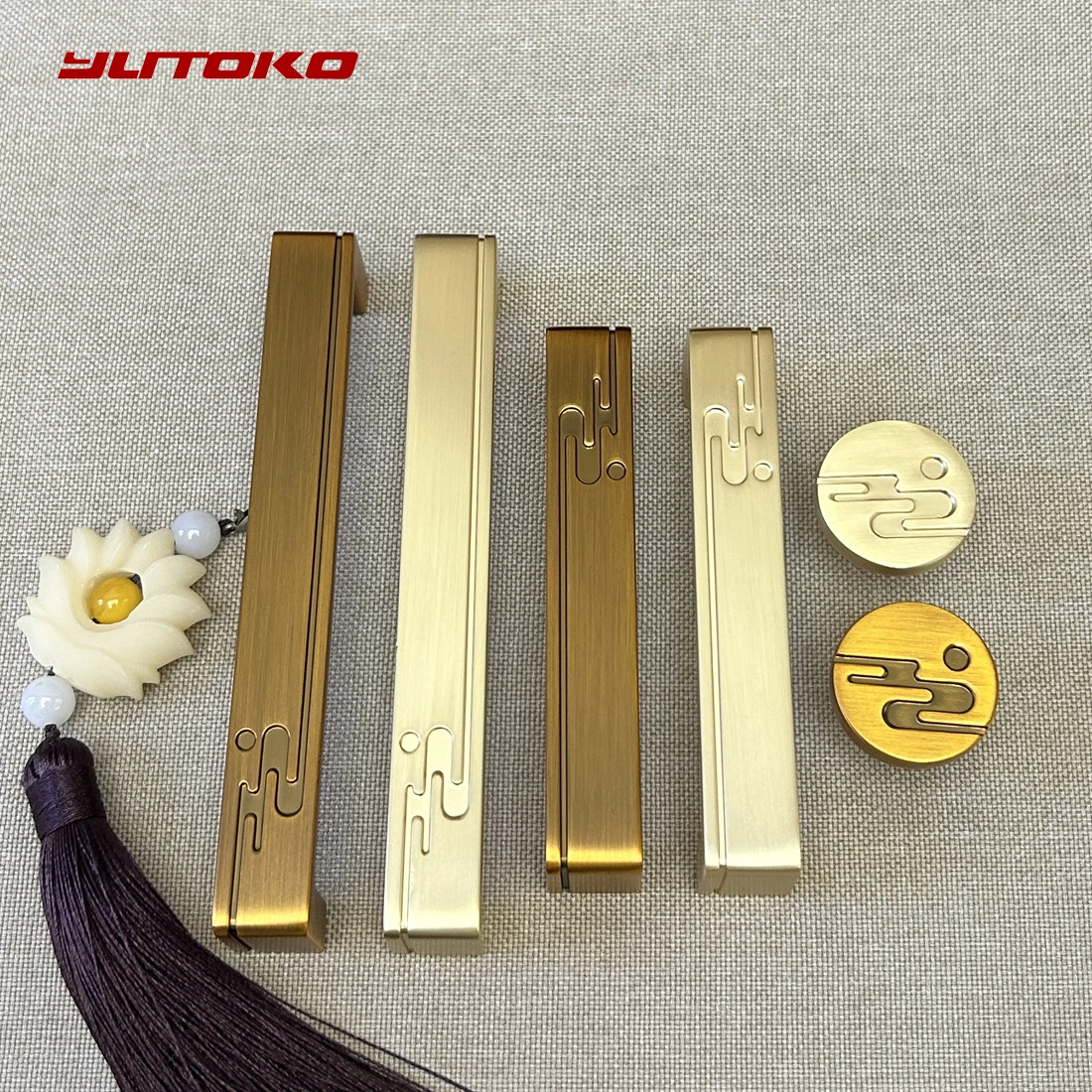 

YUTOKO Gold/Bronze Door Handles Zinc Alloy Cabinet Handle Drawer Knobs Chinese Classical Wardrobe Pulls Kitchen Handle Furniture