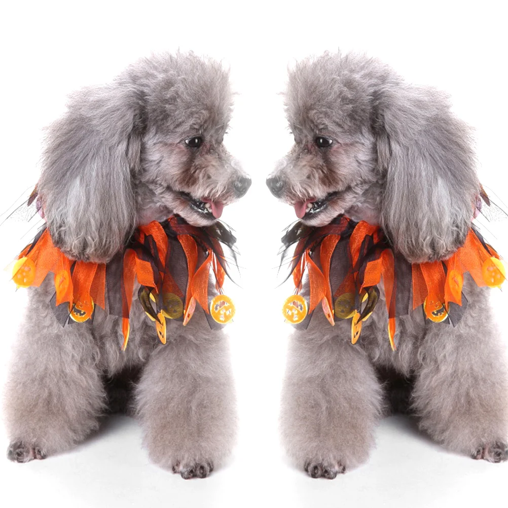 

Pet Collar For Dogs Elastic Decorative Neckband With Colorful Pom Poms Birthday Party Costume Accessory Circular Polyester