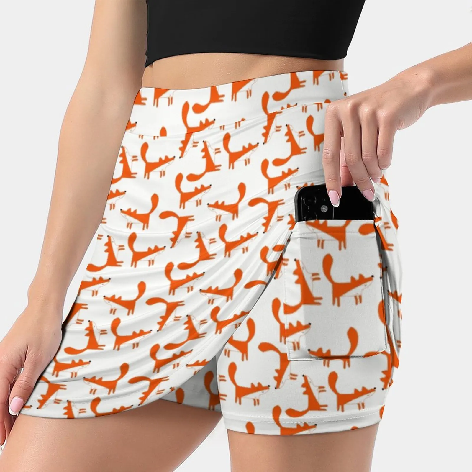 Fox In My Pocket Summer Women's shorts Skirt 2 In 1 Fitness Yoga Skirt Tennis Skirts Pocket Pocket Square Children Kids Boys