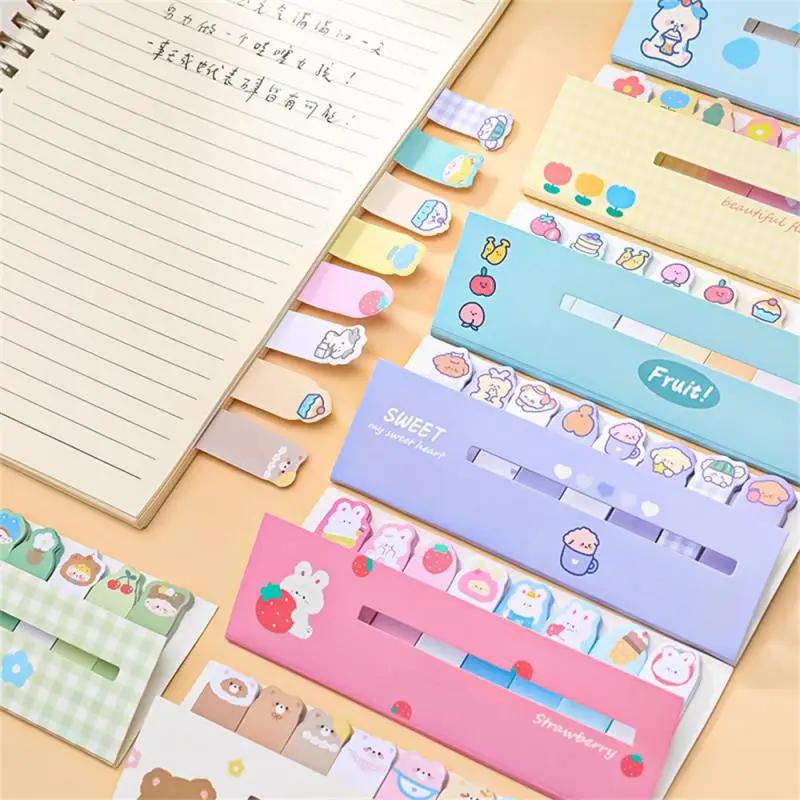 1 Piece Kawaii Stationery Cartoon Animals Marker Memo Pad Bookmark Flags Index Tab Sticky Notes Label Paper N Times Stickers